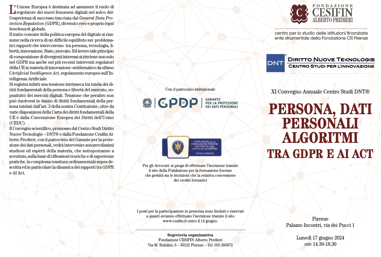 Persona, dati personali, algoritmi tra GDPR e AI Act